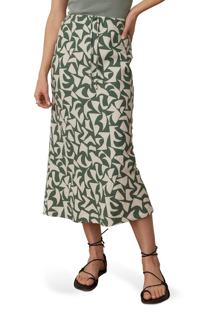 Marine Layer Avery Geo Print Drawstring Midi Skirt, Main, color, 