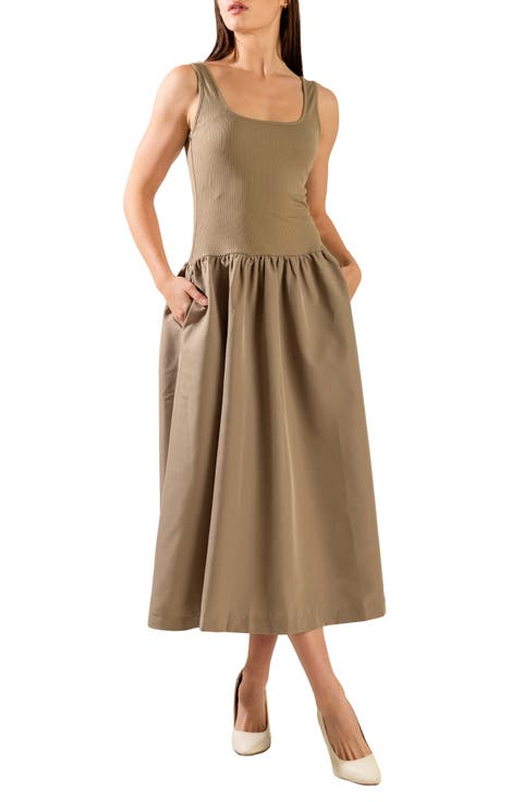 Sleeveless Mixed Media Maxi Dress