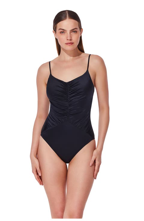 Mademoiselle V Neck Ruched One Piece