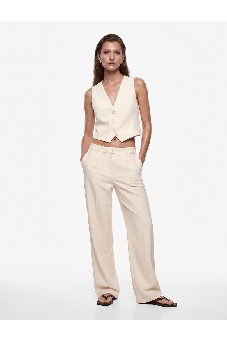V-Neck Sleeveless Tailored Buttoned Vest, Main, color, cream