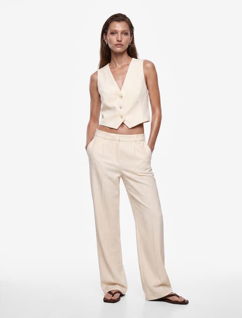 V-Neck Sleeveless Tailored Buttoned Vest