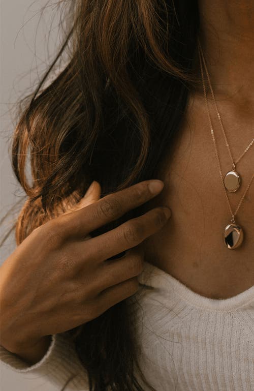 Made By Mary Mini Oval Locket Necklace In Metallic