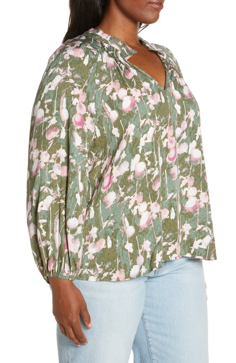 Caslon<sup>®</sup> Floral Print Split Neck Shirt, Alternate, color,