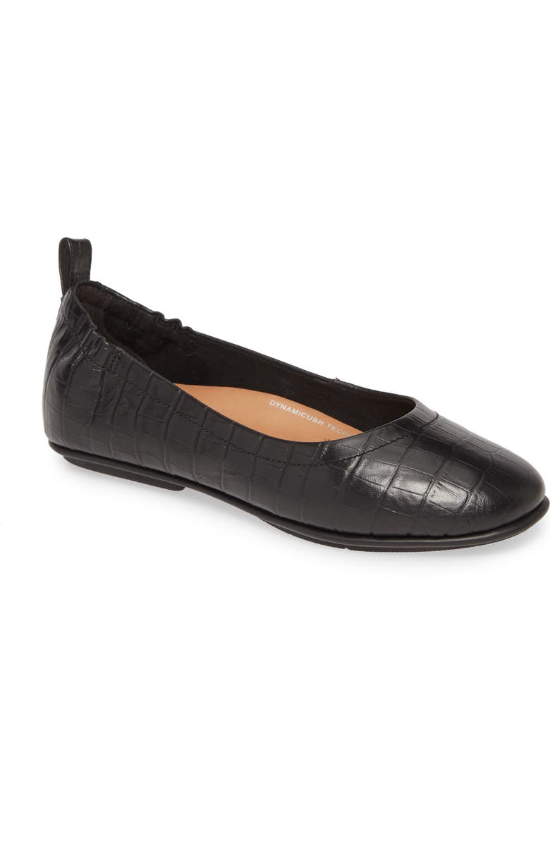 FitFlop Allegro Croc Embossed Ballet Flat, Main, color,