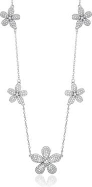 SUZY LEVIAN Cubic Zirconia Flower Pavé Station Necklace