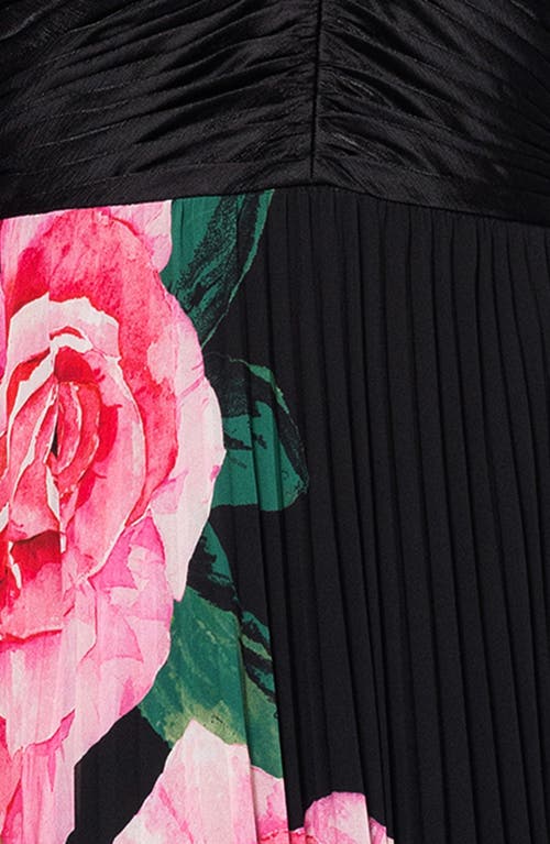Xscape Evenings Pebble Pleated Gown In Black/pink