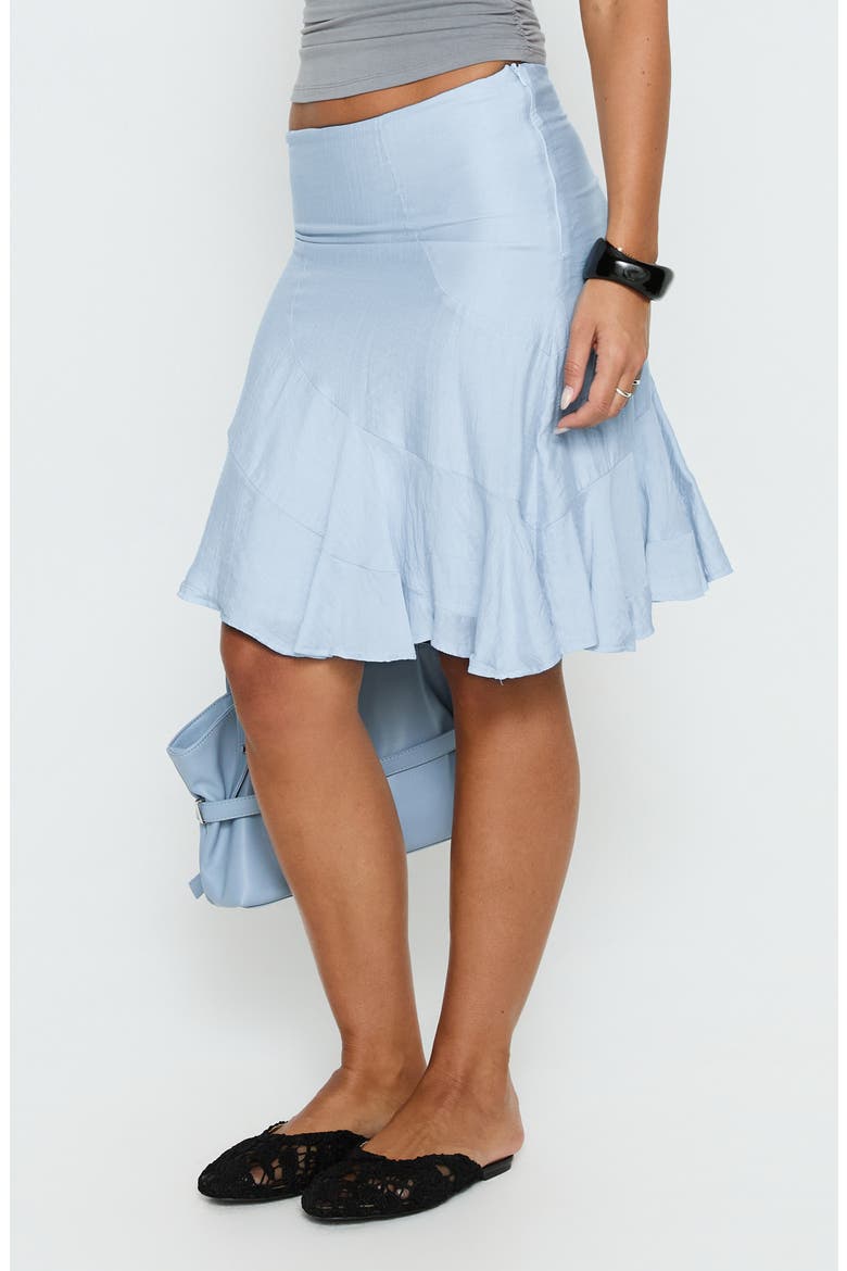 With Kindness Asymmetric Hem Midi Skirt, Alternate, color, BLUE