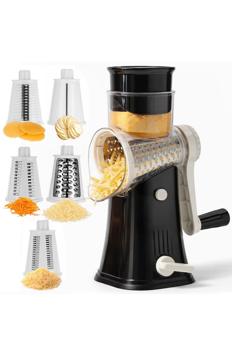 Luminuxe Rotary Cheese Grater Manual Shredder with Suction Base, Main, color, Black
