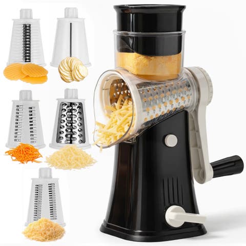 Rotary Cheese Grater Manual Shredder with Suction Base