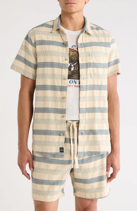 San Gabriel Dobby Stripe Short Sleeve Cotton Button-Up Shirt