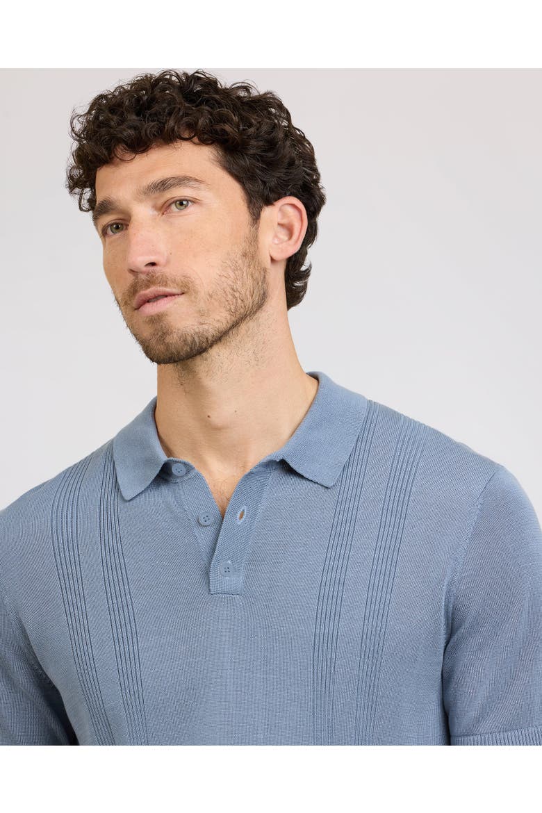 Silk Ribbed Knit Polo, Alternate, color, LAGOON