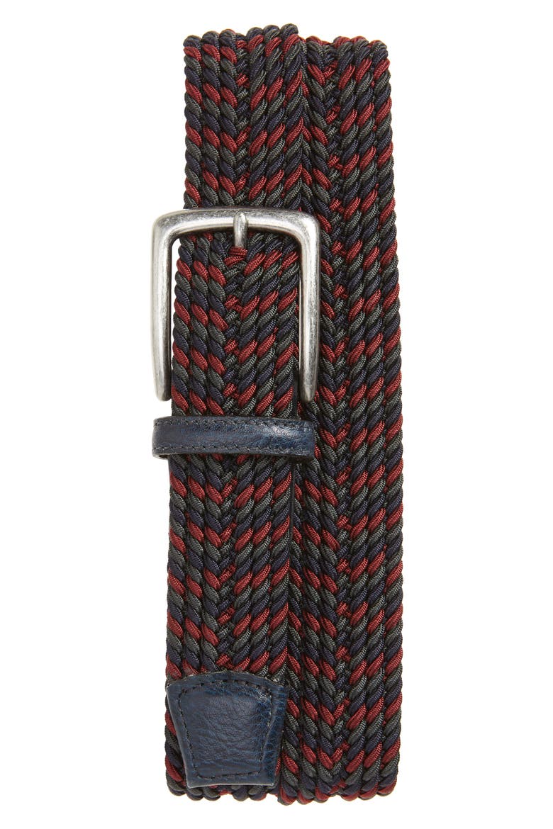 Woven Belt, Main, color, NAVY/ BURGUNDY/ GREY