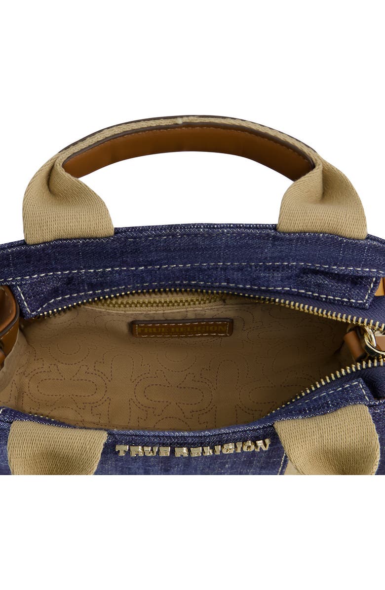 True Religion Mini Logo Denim Convertible Tote Bag, Alternate, color, Dark Denim