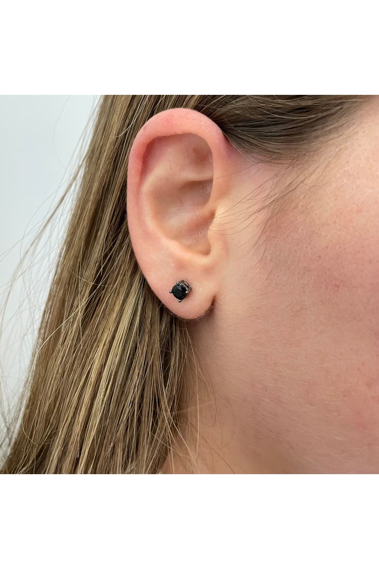 Sterling Silver Black Rhodium Plated Round Studs, Alternate, color, Black