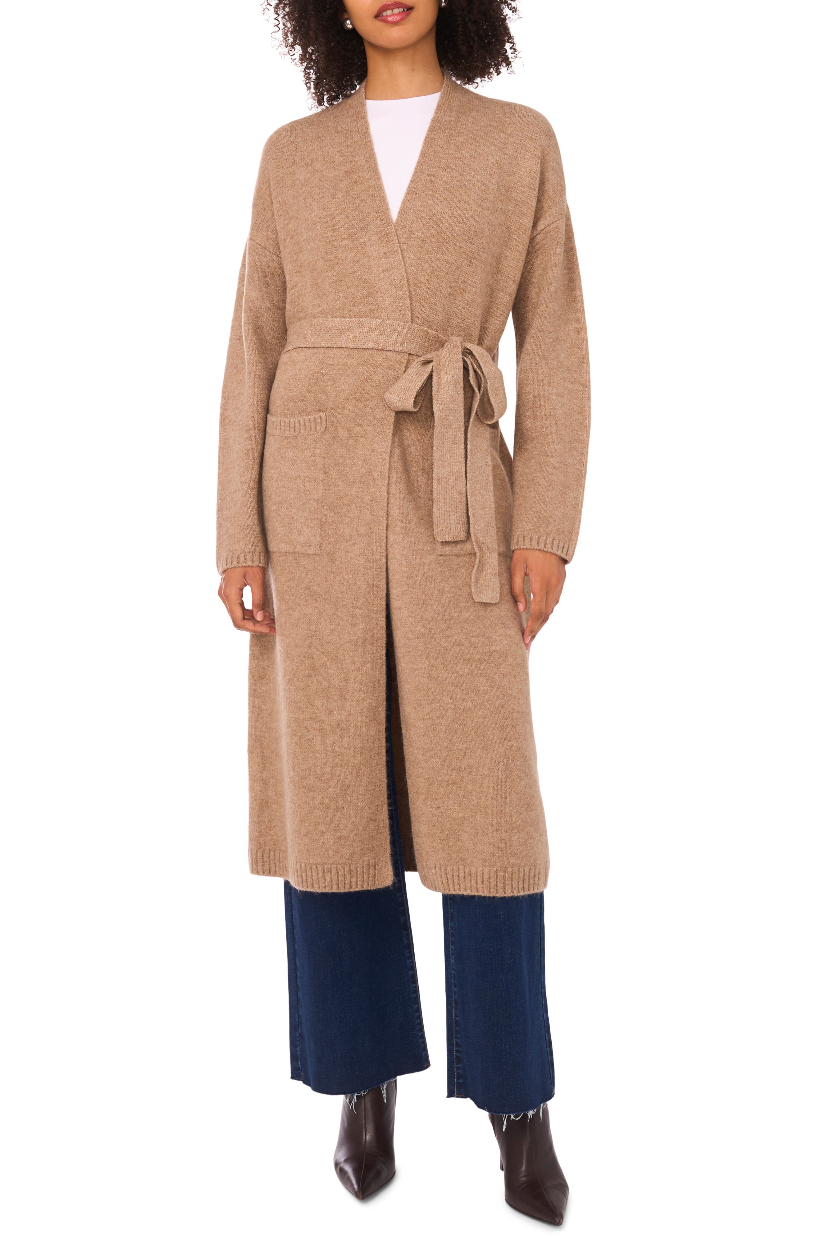 Halogen® Tie Waist Longline Cardigan