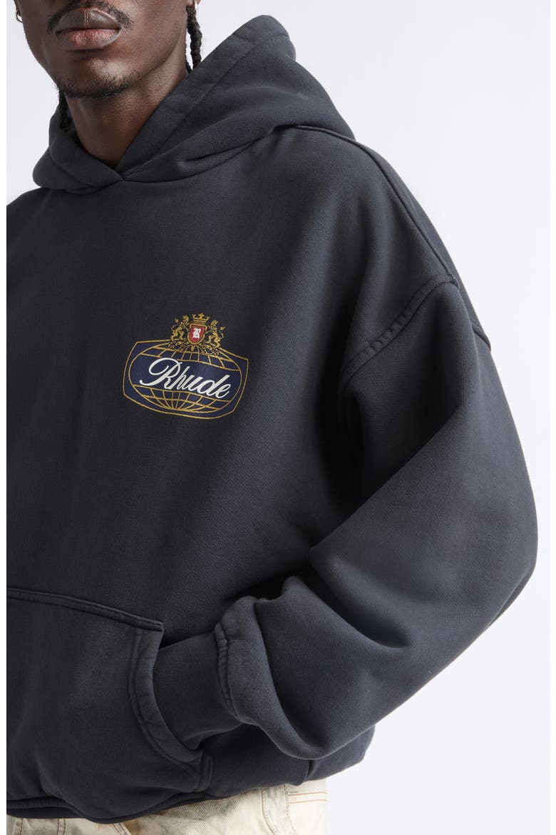 Safari Crest Oversize Cotton Pullover Hoodie, Alternate, color, VINTAGE BLACK/ BLUE/ RED