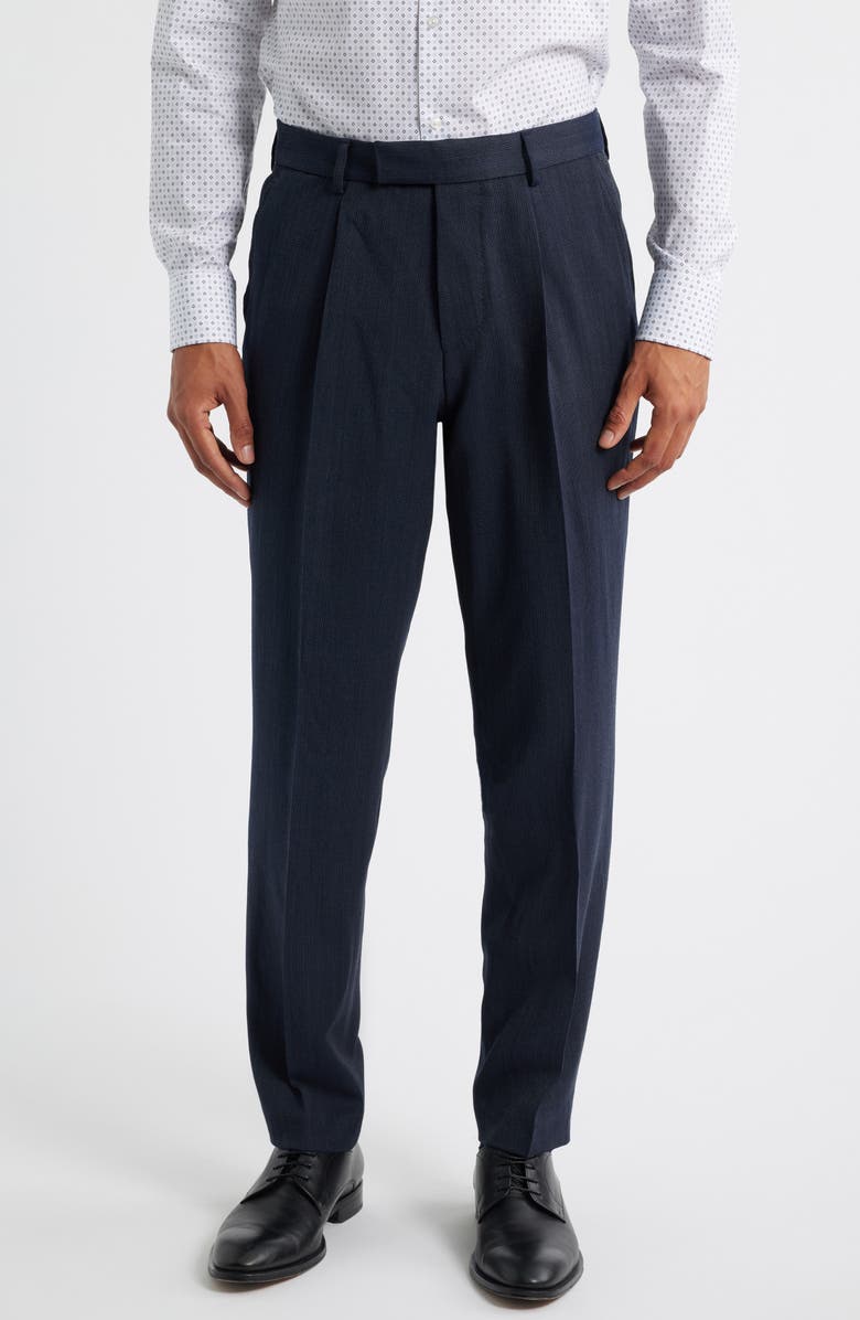 BOSS Heston Slim Fit Textured Stretch Wool Suit, Alternate, color, Dark Blue