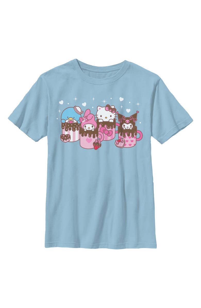 Hello Kitty Boy's Hello Kitty Lovely Mug Friends  Graphic T-Shirt, Main, color, Light Blue