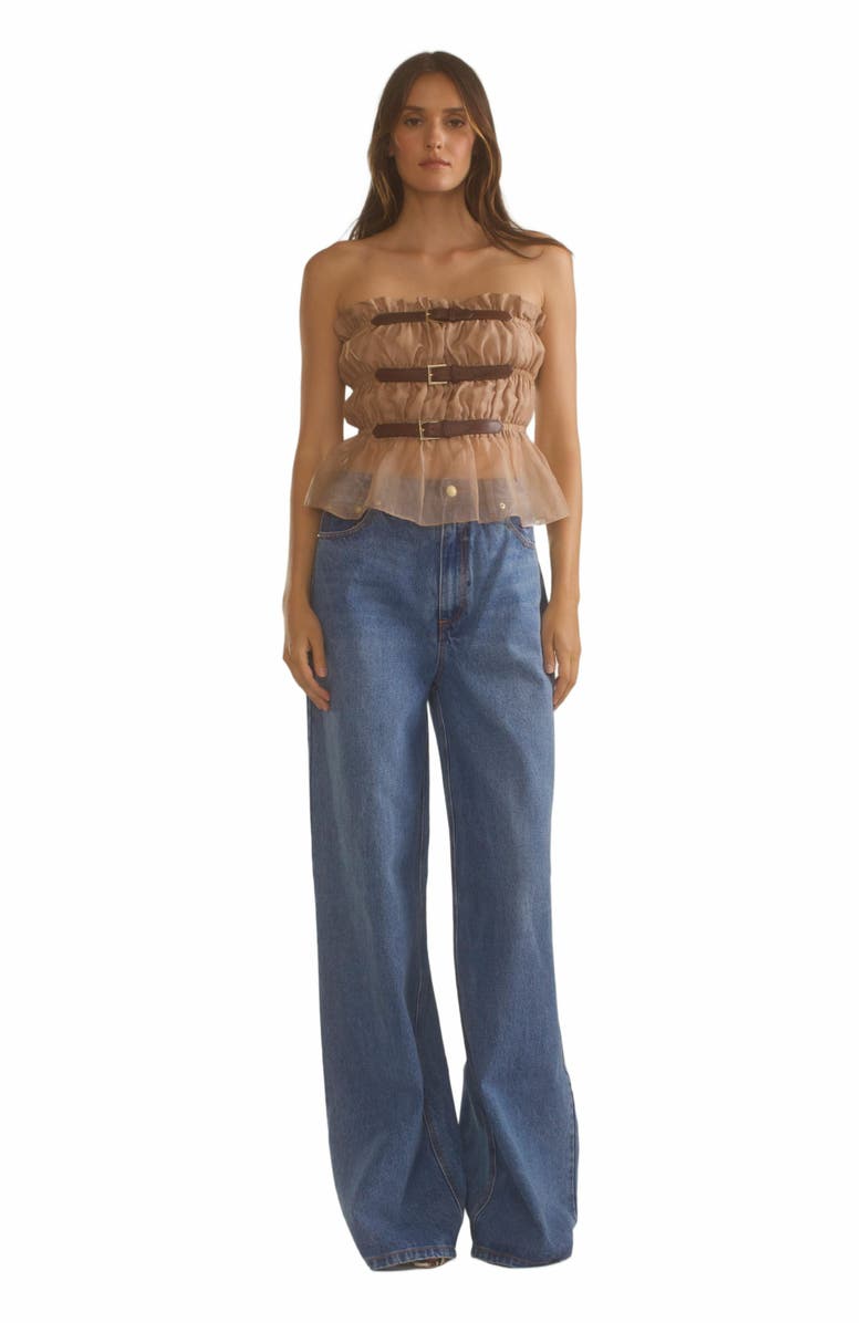 Cynthia Rowley Buckle Up Silk Organza Top, Main, color,