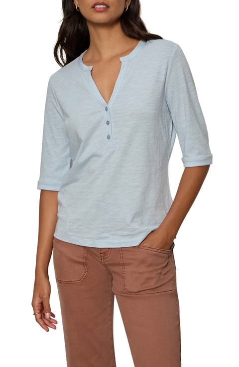 Rolled Sleeve V-Neck T-Shirt