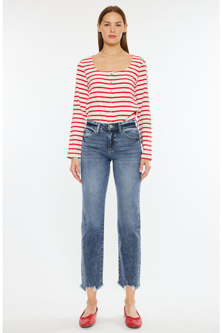 Kathrine Essentials High Rise Slim Straight Leg Jeans, Main, color, Dark Wash