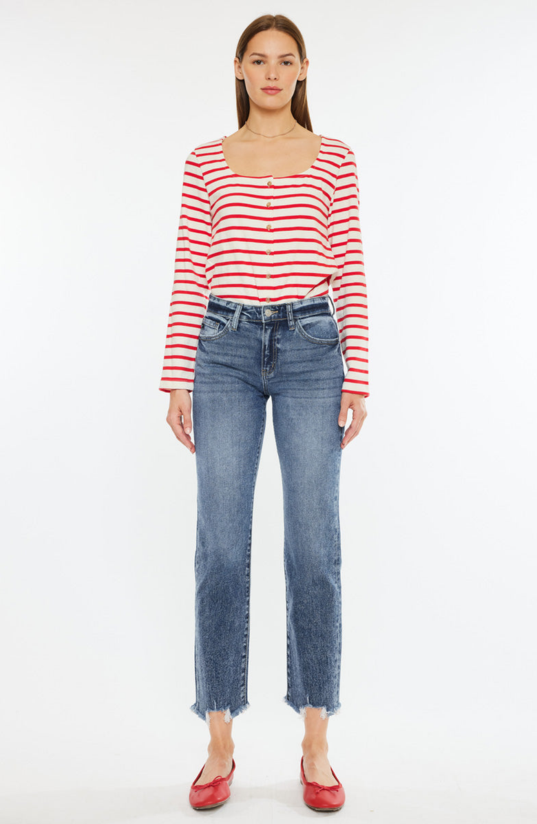 KanCan Kathrine Essentials High Rise Slim Straight Leg Jeans, Main, color, Dark Wash