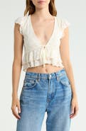 Vigoss Tiered Lace Tie Front Top