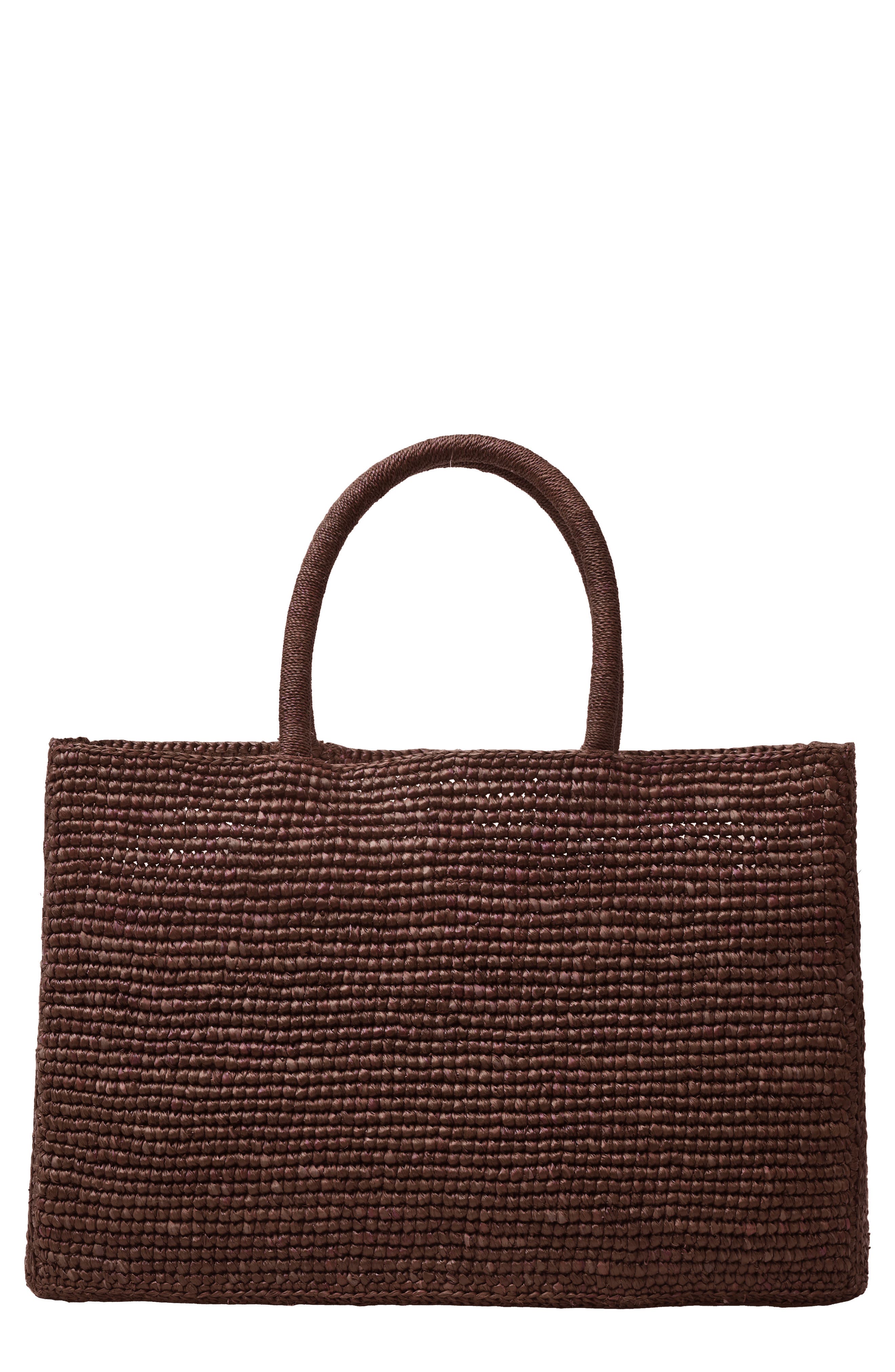 Lié Studio Small Woven Raffia Tote, Main, color, Chestnut Brown