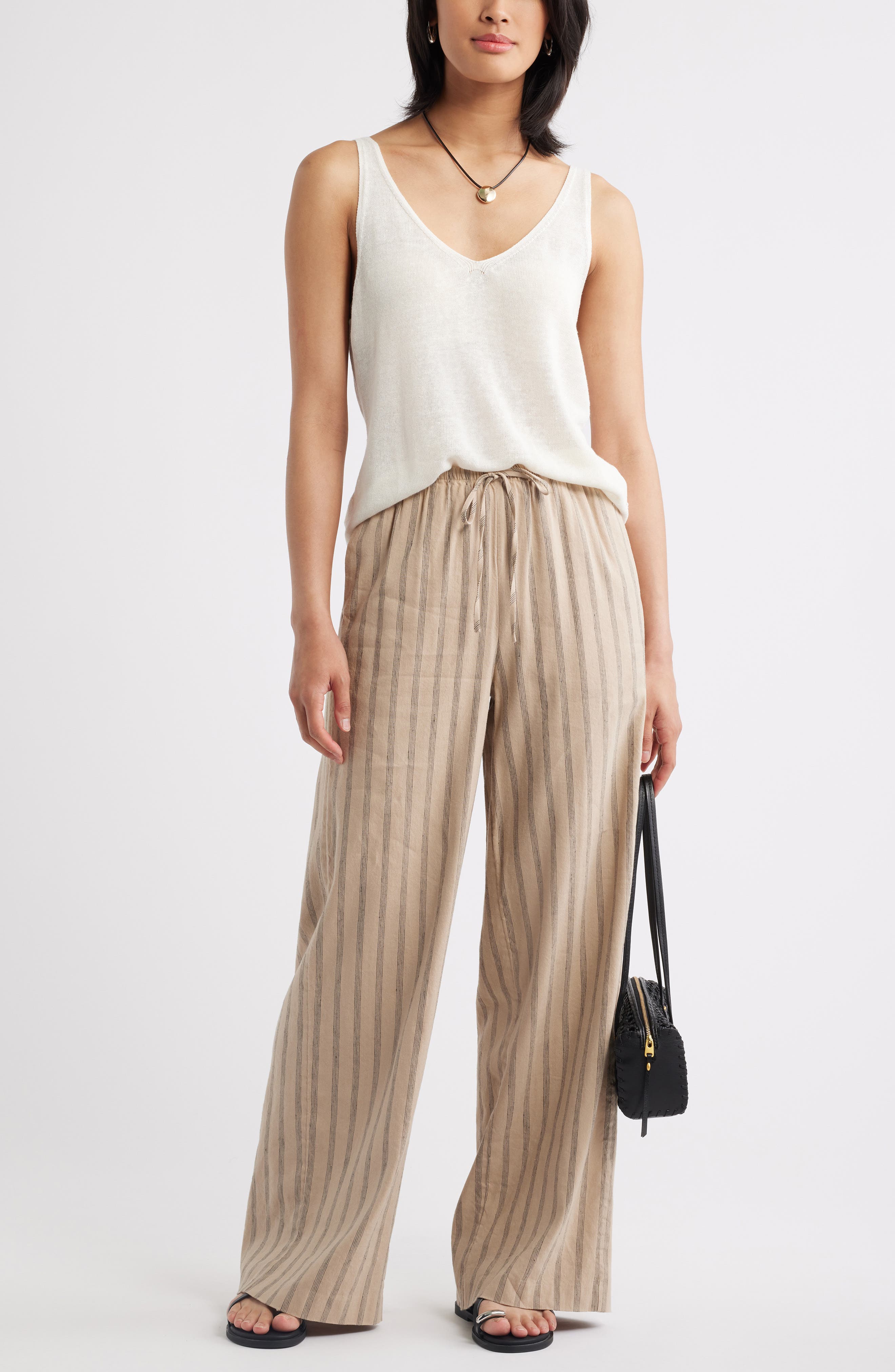 Linen Blend Wide Leg Pants - image 2