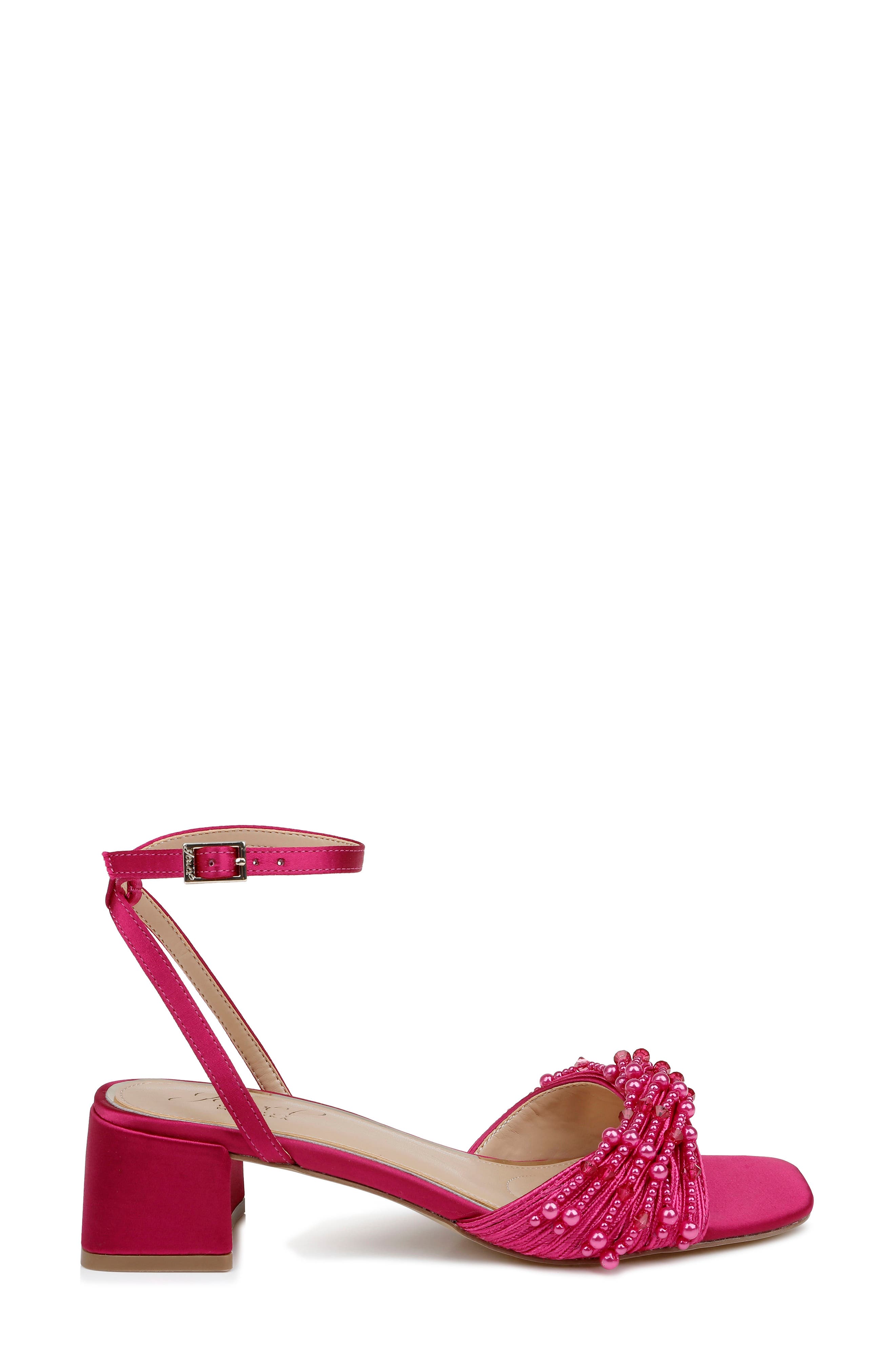 Jewel Badgley Mischka Fallon Ankle Strap Sandal, Alternate, color, Passion Pink Satin