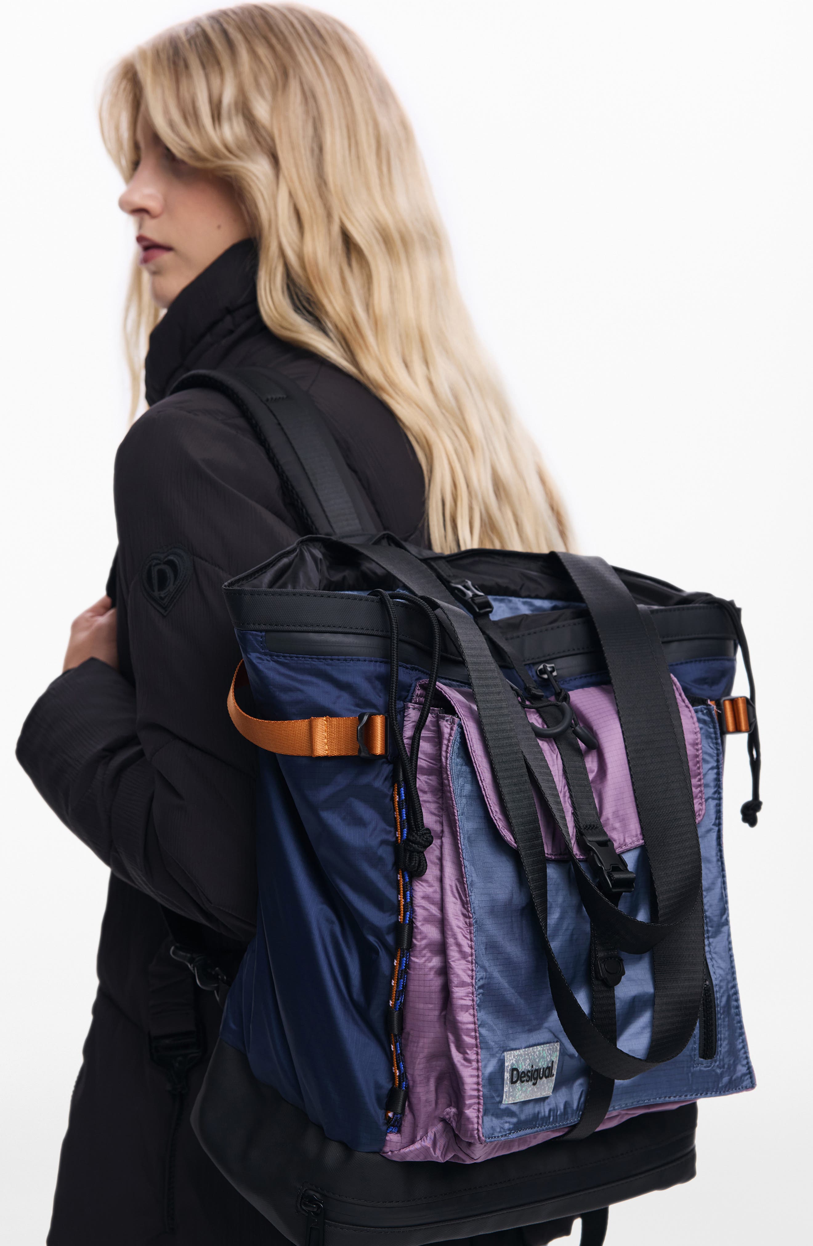 Desigual Convertible Backpack Tote, Alternate, color, Dark Blue