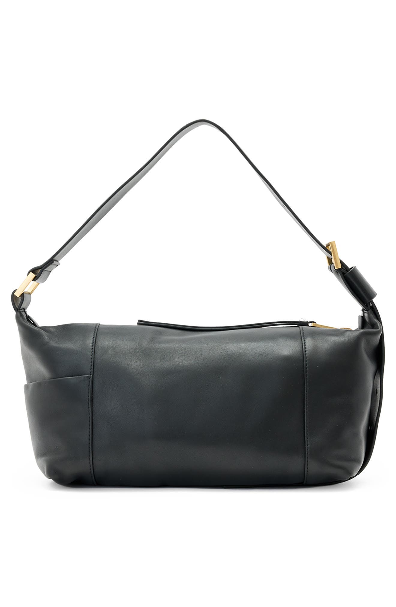 AllSaints Vega Leather Shoulder Bag, Alternate, color, Black