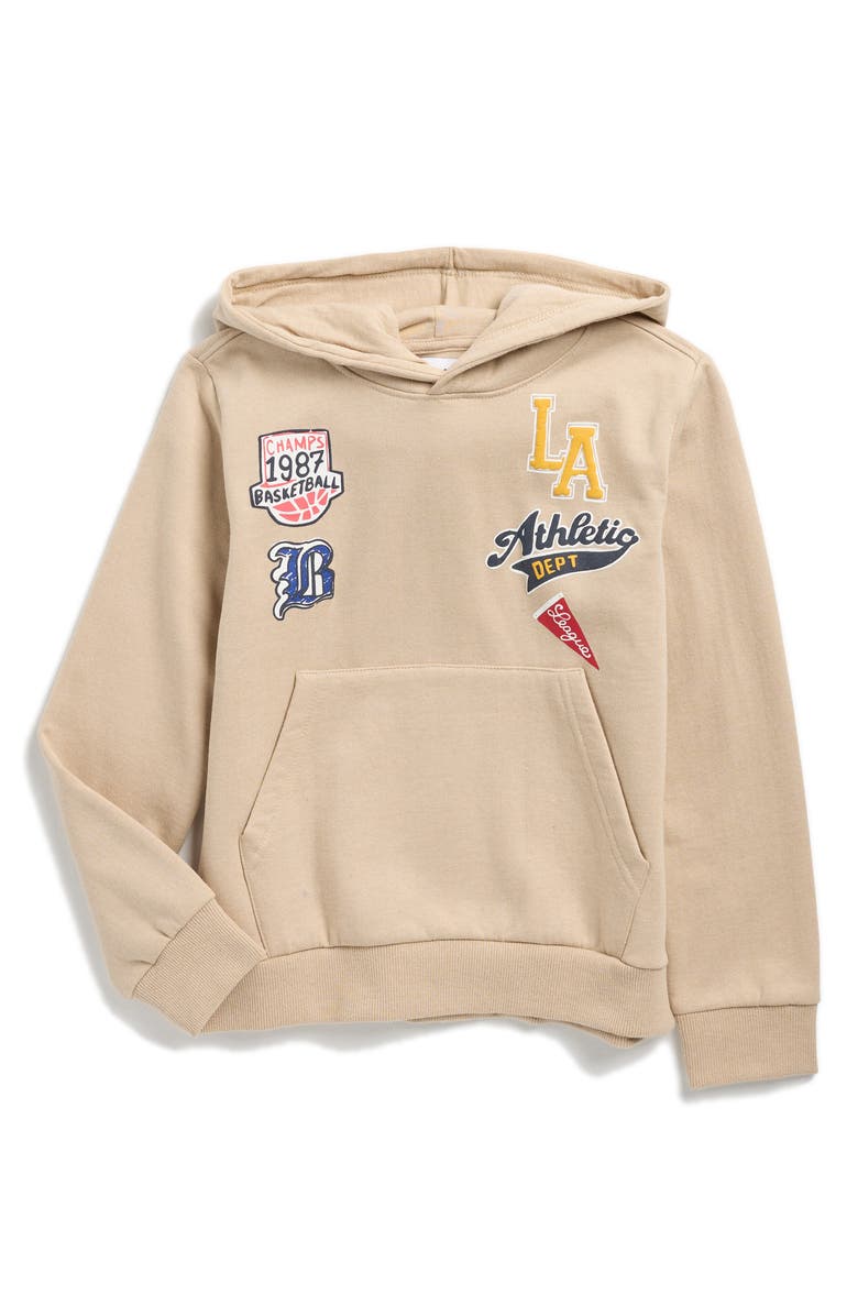 Sovereign Code Kids' Alejandro Varsity Hoodie, Main, color, Irish Cream/ Rally