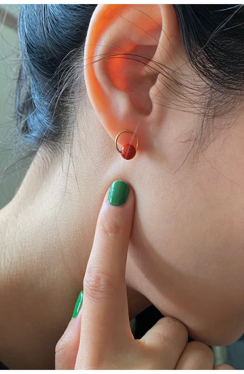 seree Red bean agate earrings, Alternate, color, Red