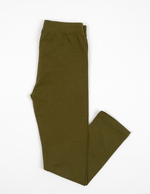 Leveret Girls Cotton Leggings, Solid Colors In Green