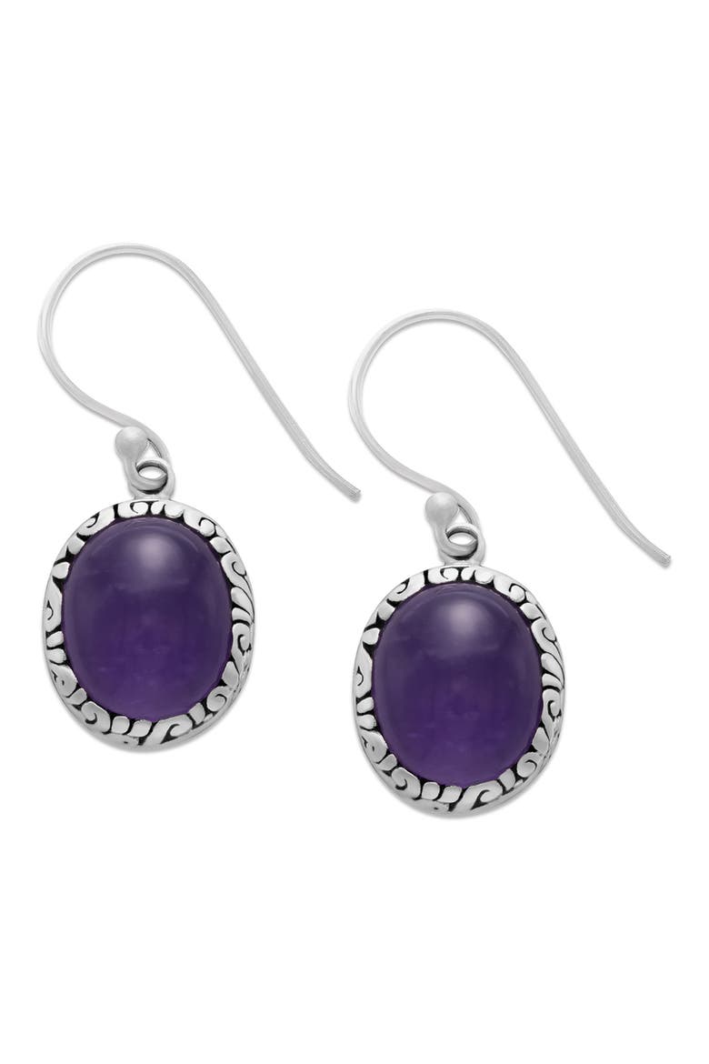 Oval Cut Stone Drop Earrings, Main, color, PURPLE