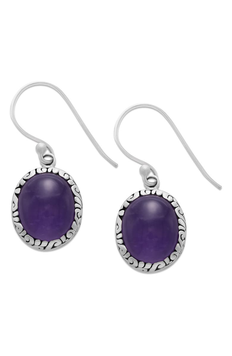 SAMUEL B. Oval Cut Stone Drop Earrings, Main, color, Purple