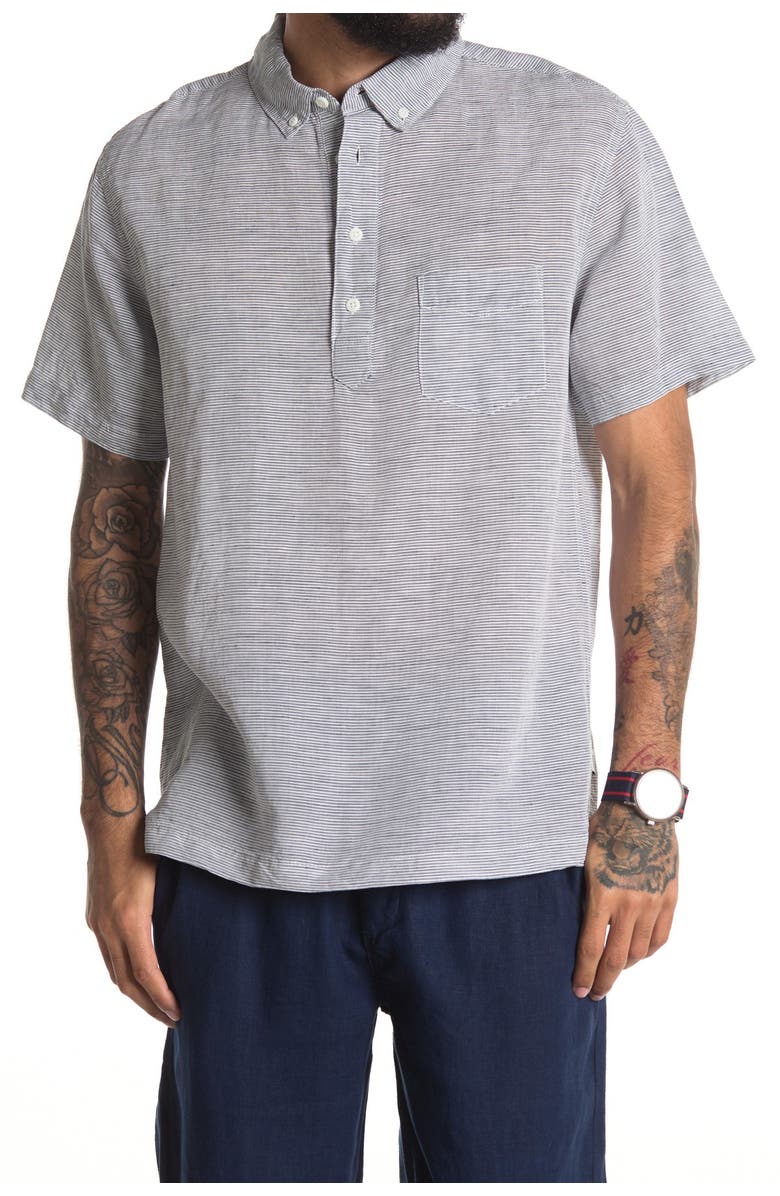 Onia Josh Linen Blend Stripe Polo, Main, color, 