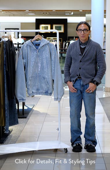 PURPLE BRAND Radial Crystal Hotfix Denim Zip Jacket (Men) | Nordstromrack