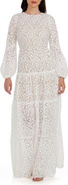 Dress the Population Lyra Semisheer Long Sleeve Gown