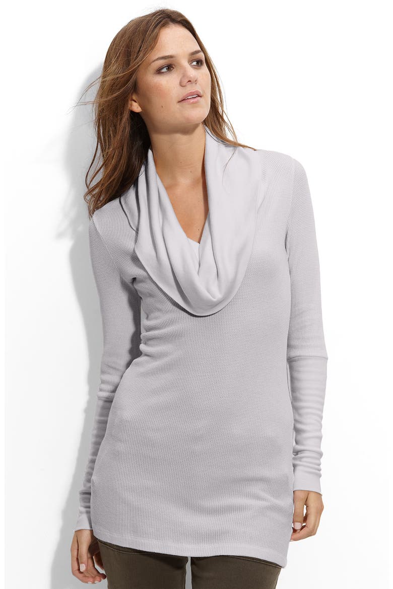 Drape Neck Thermal Top, Main, color, BISCOTTI