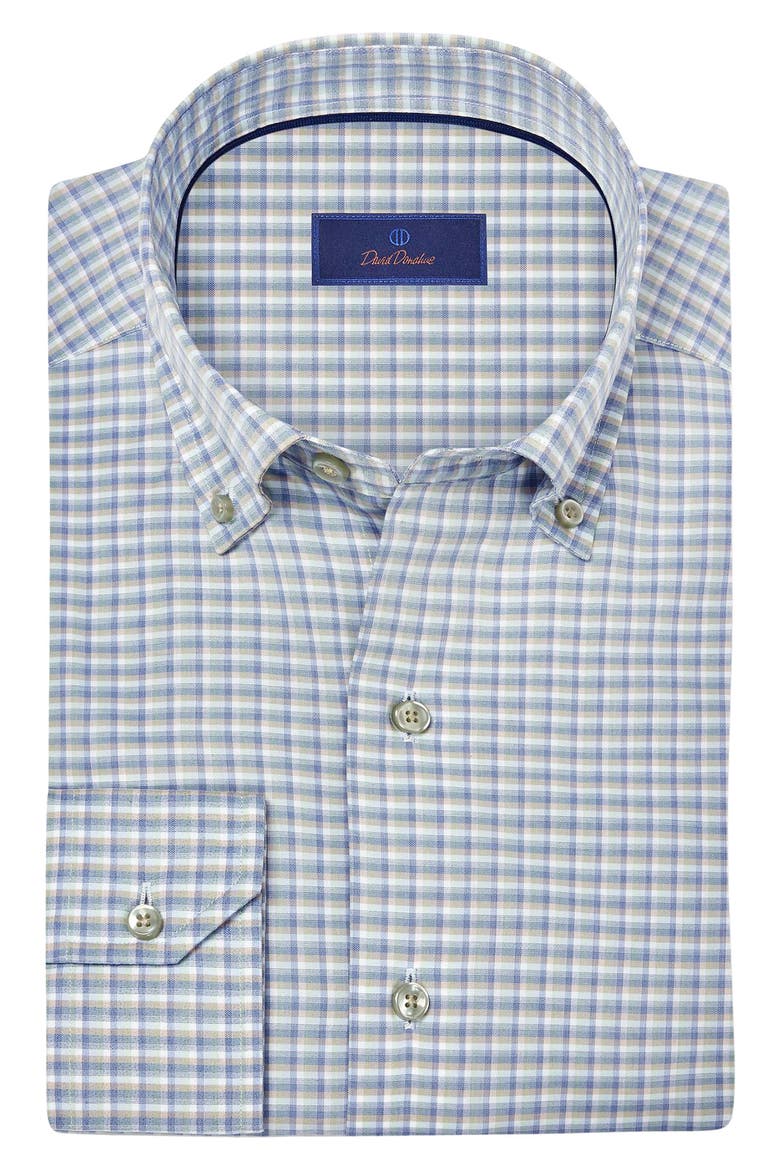 Twill Check Sport Shirt, Alternate, color, SAGE/ BLUE