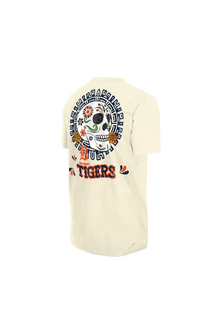 Men's New Era Natural Detroit Tigers Dia de los Muertos Sugar Skull T-Shirt, Alternate, color, Natural
