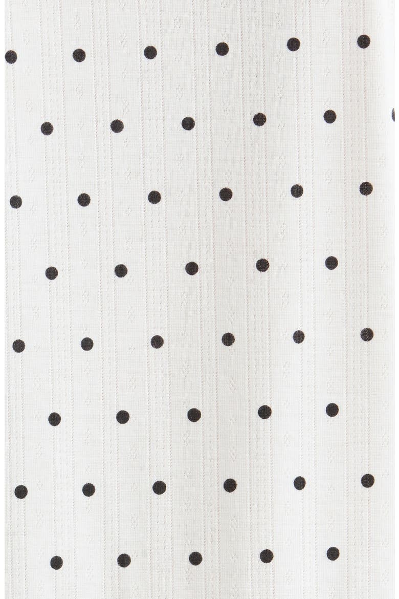 Print Pointelle Knit Short Pajamas, Alternate, color, WHITE/ BLACK DOT
