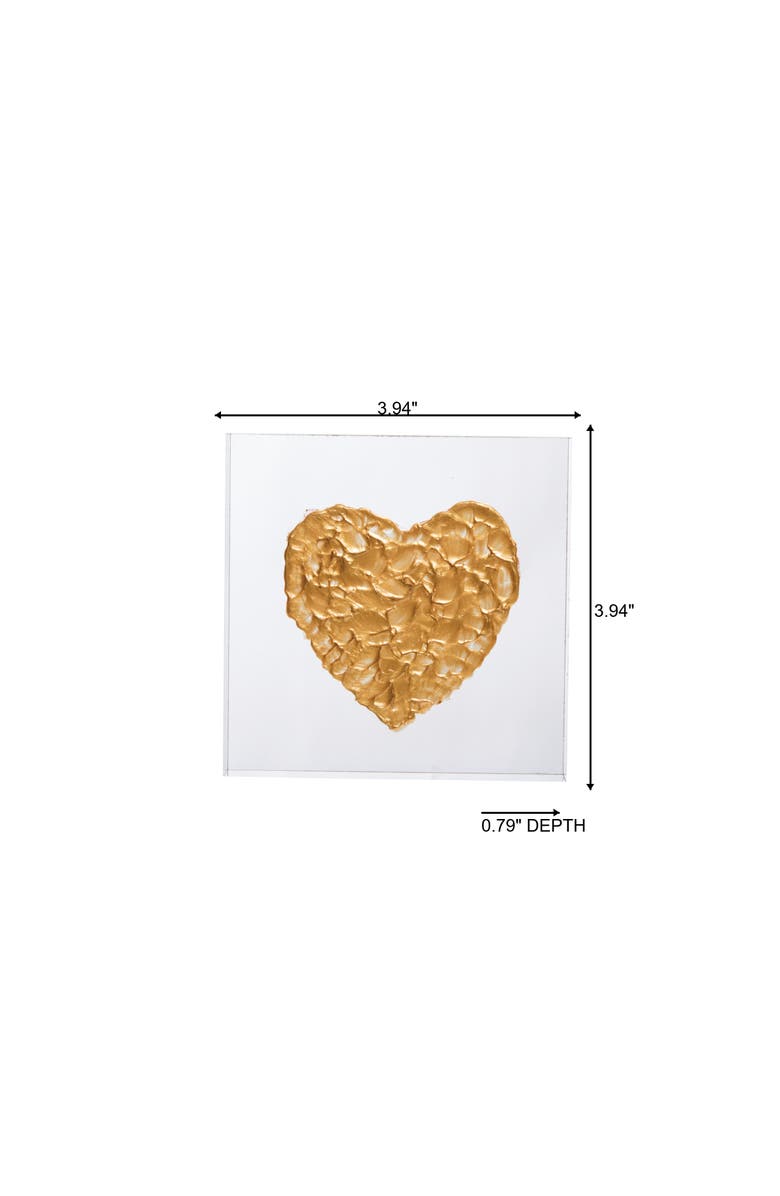 Transpac Acrylic Block with Gold Heart Multicolored for Spring Home Decor, Alternate, color, Multicolored