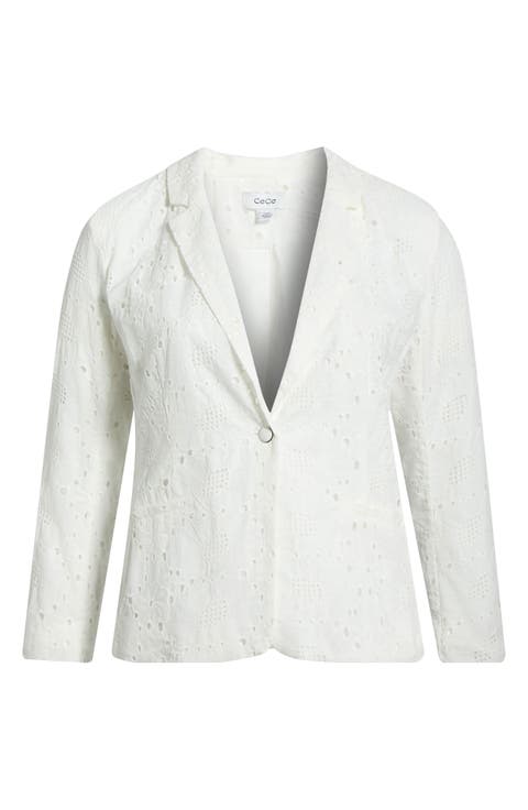Eyelet Lace Blazer (Plus)