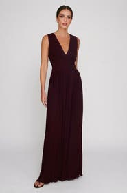Six Stories Pleated Plunge Maxi Dress