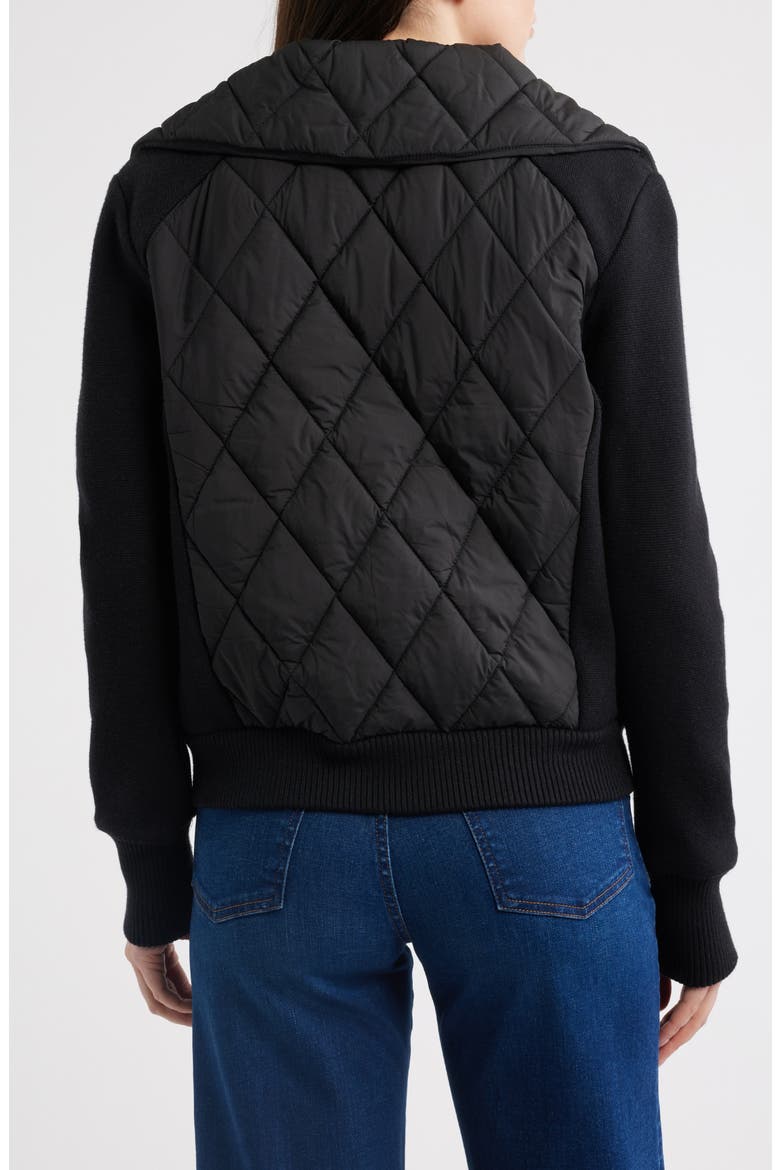Mixed Media Knit & Quilted Jacket, Alternate, color, BLACK