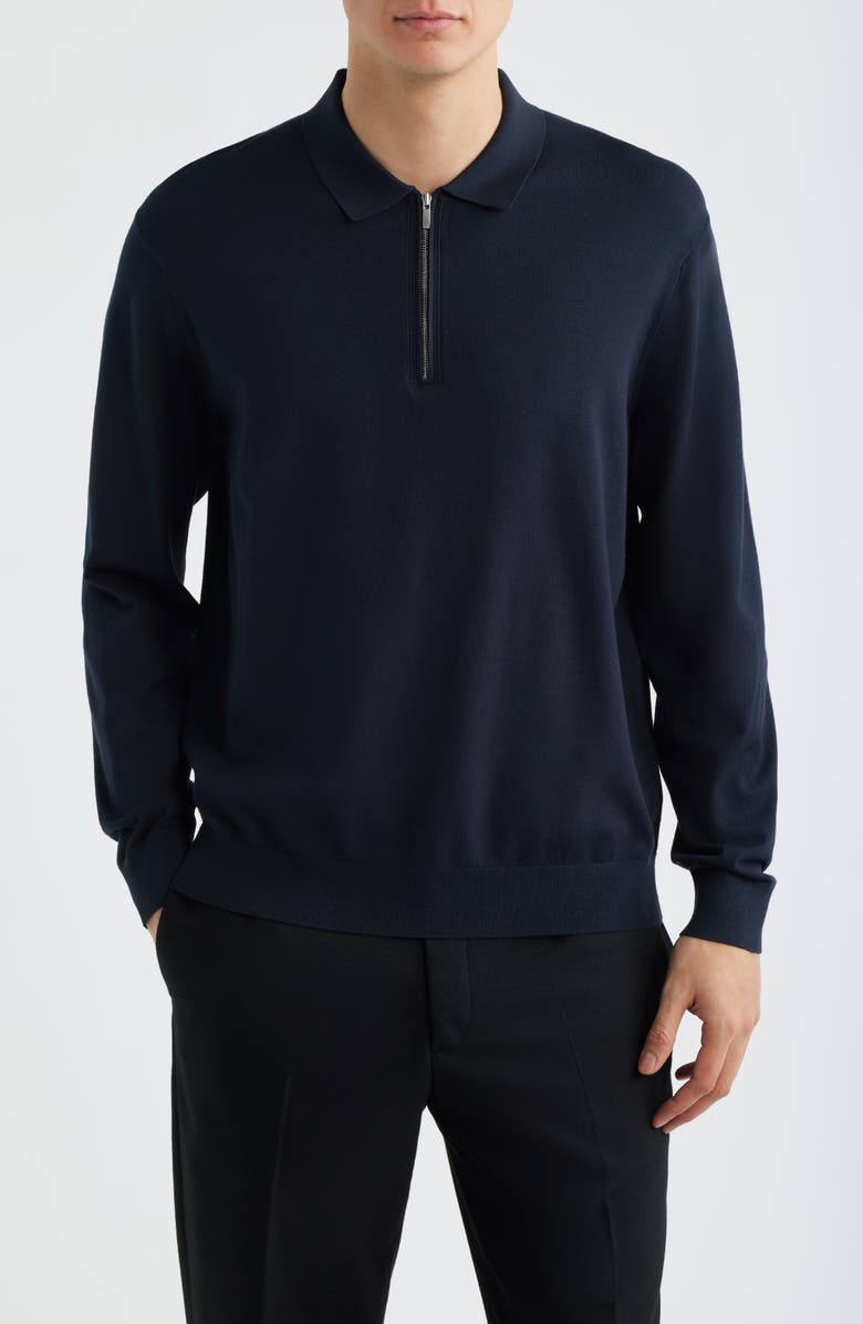 Theory Long Sleeve Quarter Zip Polo Sweater, Main, color, Dark Eclipse
