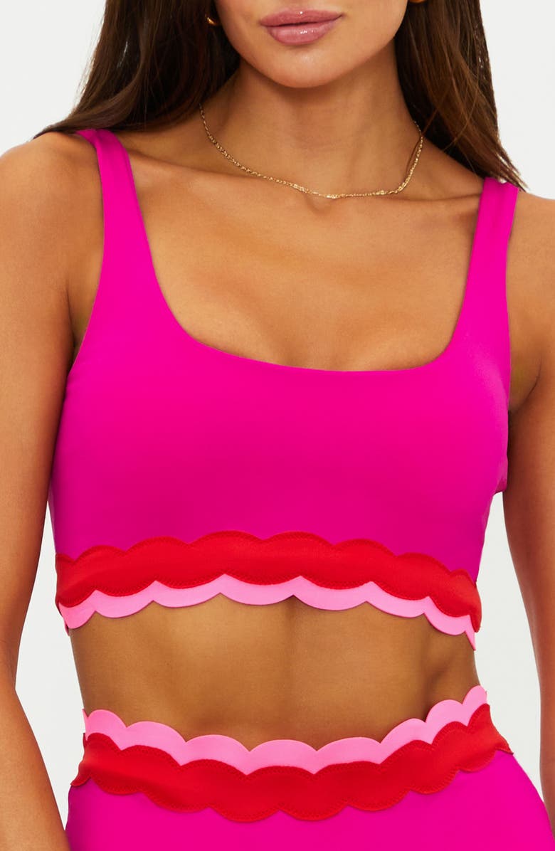 Beach Riot Marin Scallop Colorblock Bikini Top, Main, color, Fuchsia Red Neon Pink Wave